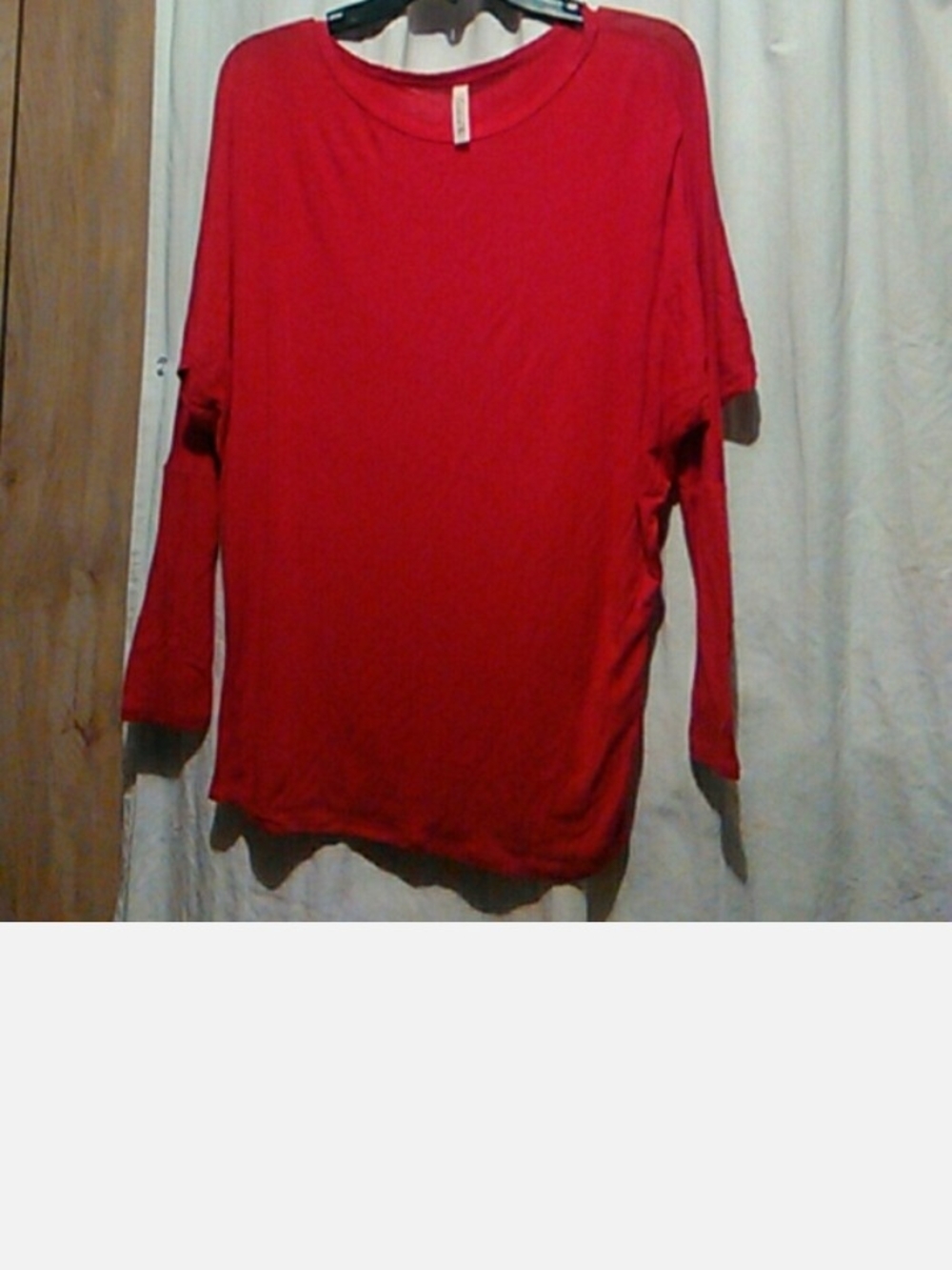 Love Women's Bright Red Long Sleeve Crew Neck Blouse